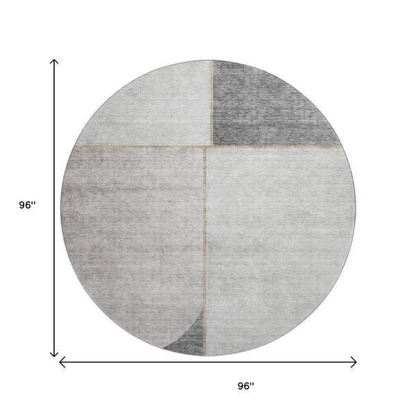 HomeRoots 8' Taupe and Gray Washable Round Rug with UV Protection - Durable, Family-Friendly, Modern Design 657506