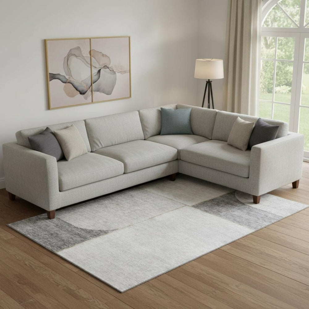 HomeRoots 8' X 10' Taupe & Gray Geometric Area Rug – Washable, UV-Protected, Durable for High-Traffic Spaces 657507