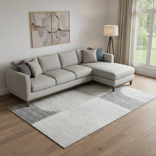 HomeRoots 9' X 12' Taupe and Gray Geometric Washable Area Rug - Durable, UV-Protected for Modern Spaces 657508