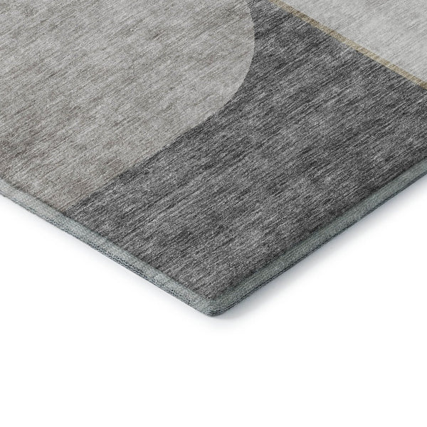 HomeRoots 9' X 12' Taupe and Gray Geometric Washable Area Rug - Durable, UV-Protected for Modern Spaces 657508