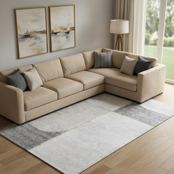 HomeRoots 10' Taupe and Gray Geometric Area Rug - Washable, Stain-Resistant, UV Protected for Stylish Homes 657509