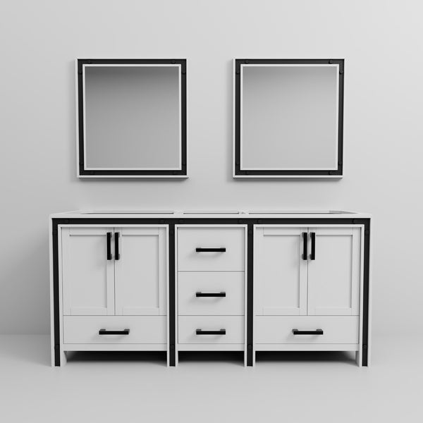 English Elm White Double Bath Vanity With Mirrors, 72" W, Elegant Design, Ample Storage & Easy Installation B2731S00583-GIGA