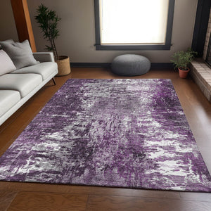 HomeRoots 5' X 8' Stylish Eggplant & Ivory Abstract Washable Area Rug – Durable, UV-Protected & Pet-Friendly 657511