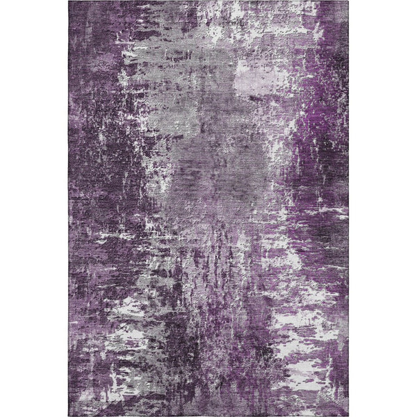 HomeRoots 5' X 8' Stylish Eggplant & Ivory Abstract Washable Area Rug – Durable, UV-Protected & Pet-Friendly 657511