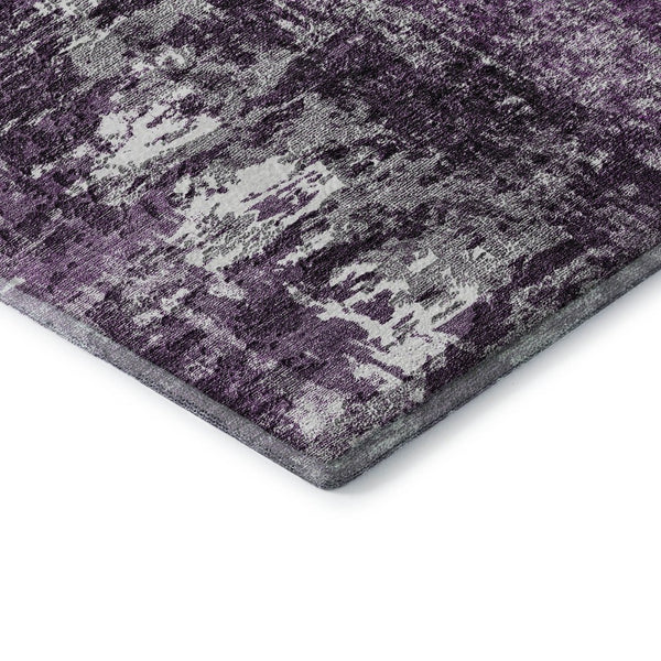 HomeRoots 5' X 8' Stylish Eggplant & Ivory Abstract Washable Area Rug – Durable, UV-Protected & Pet-Friendly 657511