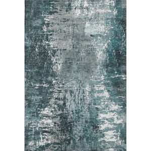 HomeRoots 9' X 12' Teal And Ivory Abstract Area Rug - Soft, Stain-Resistant, UV Protected for Modern Living Spaces 657526