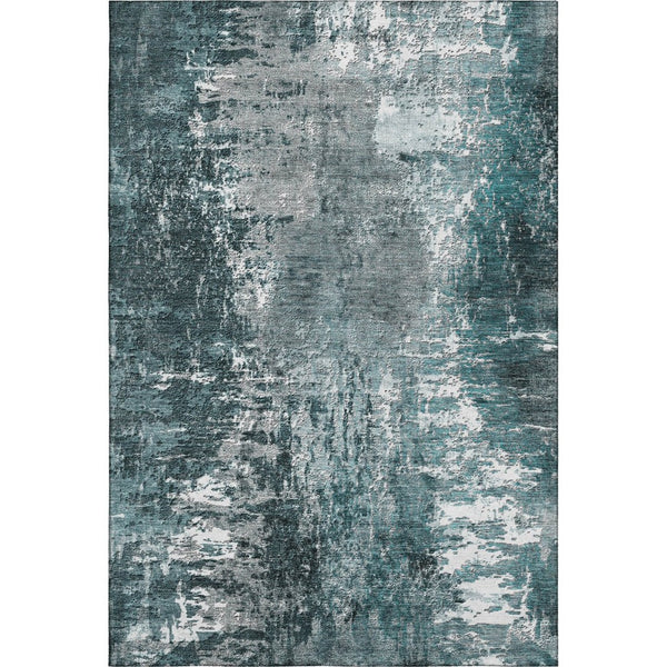 HomeRoots 9' X 12' Teal And Ivory Abstract Area Rug - Soft, Stain-Resistant, UV Protected for Modern Living Spaces 657526