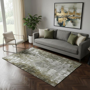 HomeRoots 5' X 8' Stylish Taupe & Ivory Abstract Area Rug - Washable, UV Protected, Pet-Friendly & Durable! 657529