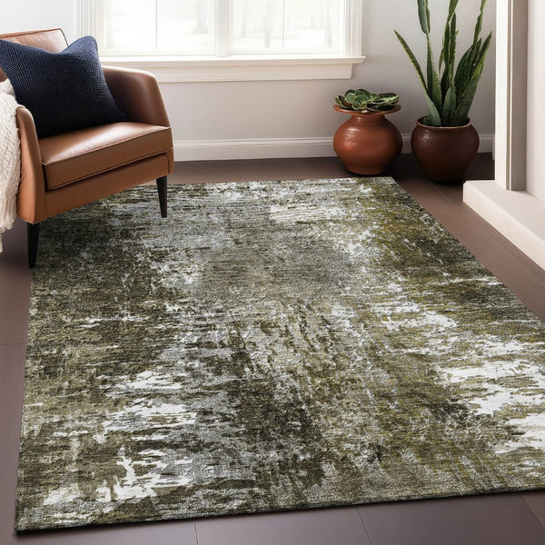 HomeRoots 5' X 8' Stylish Taupe & Ivory Abstract Area Rug - Washable, UV Protected, Pet-Friendly & Durable! 657529
