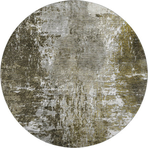 HomeRoots 8' Taupe and Ivory Abstract Washable Round Rug – Durable, UV-Protected, Perfect for Busy Homes! 657530