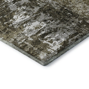 HomeRoots 8' Taupe and Ivory Abstract Washable Round Rug – Durable, UV-Protected, Perfect for Busy Homes! 657530