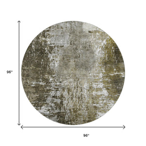 HomeRoots 8' Taupe and Ivory Abstract Washable Round Rug – Durable, UV-Protected, Perfect for Busy Homes! 657530