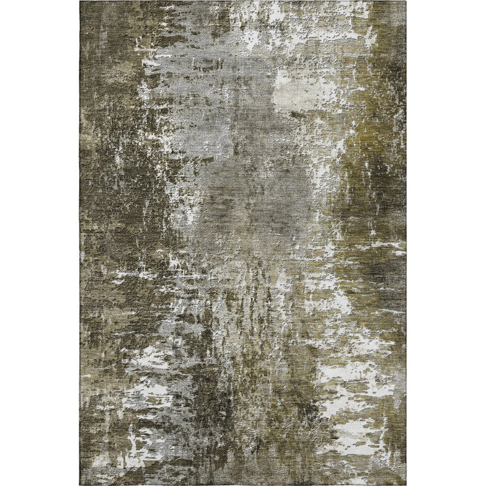 HomeRoots 8' X 10' Taupe and Ivory Abstract Washable Area Rug with Stain Resistance & UV Protection Features 657531