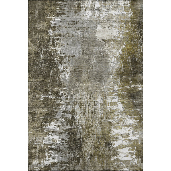HomeRoots 8' X 10' Taupe and Ivory Abstract Washable Area Rug with Stain Resistance & UV Protection Features 657531