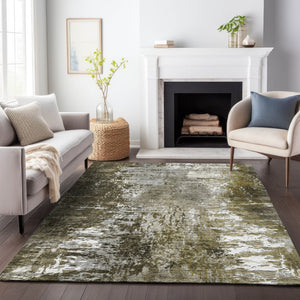 HomeRoots 9' X 12' Taupe & Ivory Abstract Area Rug - Washable, UV-Protected, Durable for Busy Homes & Spaces 657532