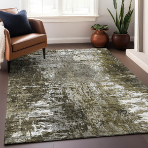 HomeRoots 9' X 12' Taupe & Ivory Abstract Area Rug - Washable, UV-Protected, Durable for Busy Homes & Spaces 657532