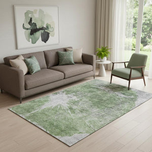 HomeRoots 5' X 8' Artichoke Green Abstract Area Rug - Washable, UV Resistant, Durable & Stylish for Any Space 657535