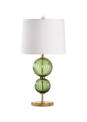 Wildwood Cara Green Fluted Crystal Table Lamp With Polished Brass Mounting — 26.5" Ambient Accent Light 65754