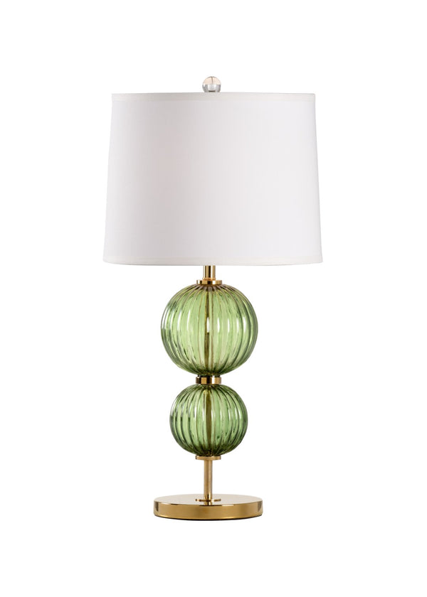 Wildwood Cara Green Fluted Crystal Table Lamp With Polished Brass Mounting — 26.5" Ambient Accent Light 65754