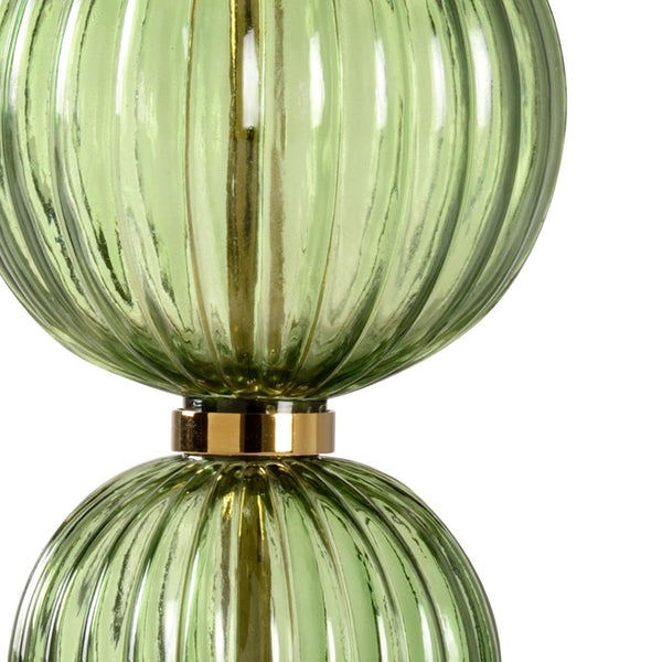 Wildwood Cara Green Fluted Crystal Table Lamp With Polished Brass Mounting — 26.5" Ambient Accent Light 65754