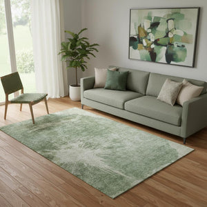 HomeRoots 5' X 8' Fern Green & Ivory Abstract Area Rug - Washable, UV Protected, Durable for Busy Homes 657541