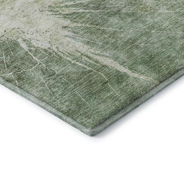 HomeRoots 8' X 10' Contemporary Fern Green & Ivory Abstract Area Rug – Washable, UV Protected, Stylish Comfort! 657543