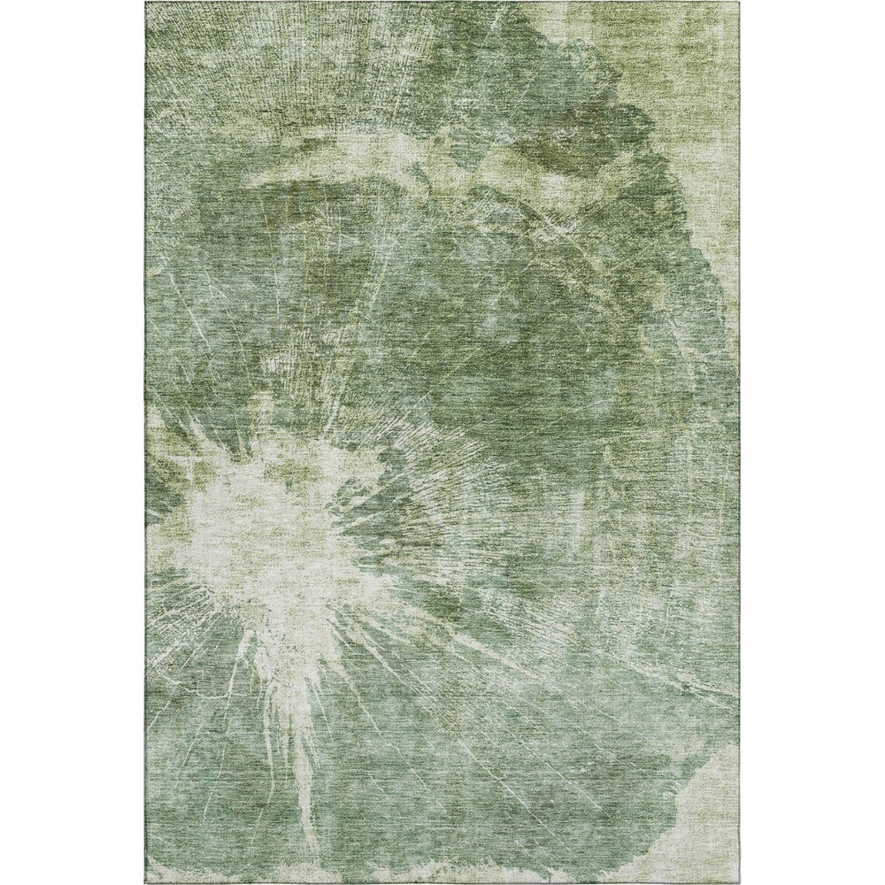HomeRoots 10' X 14' Fern Green & Ivory Abstract Washable Rug – Stain Resistant, UV Protection, Family Friendly! 657545