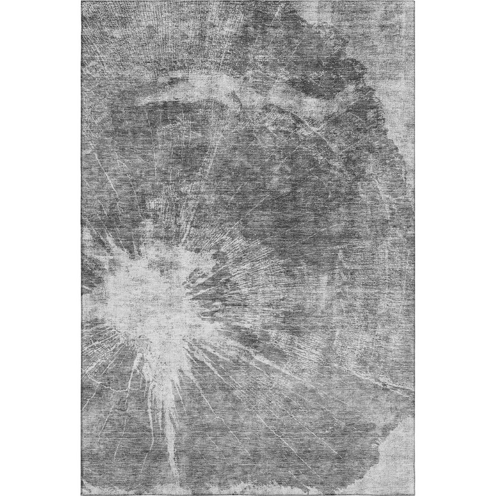 HomeRoots 9' X 12' Gray and Silver Abstract Area Rug - Washable, Stain-Resistant, UV-Protected for Homes 657550