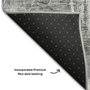 HomeRoots 9' X 12' Gray and Silver Abstract Area Rug - Washable, Stain-Resistant, UV-Protected for Homes 657550