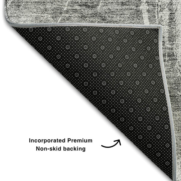 HomeRoots 9' X 12' Gray and Silver Abstract Area Rug - Washable, Stain-Resistant, UV-Protected for Homes 657550