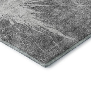 HomeRoots 9' X 12' Gray and Silver Abstract Area Rug - Washable, Stain-Resistant, UV-Protected for Homes 657550