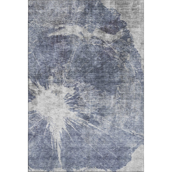 HomeRoots 9' X 12' Navy Blue & Ivory Abstract Area Rug - Washable, UV Protected, Durable for Modern Homes 657556