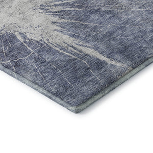 HomeRoots 9' X 12' Navy Blue & Ivory Abstract Area Rug - Washable, UV Protected, Durable for Modern Homes 657556