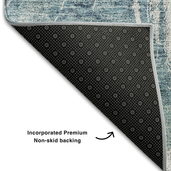 HomeRoots 10' X 14' Teal and Ivory Abstract Area Rug - Durable, Stain-Resistant, UV Protected for High-Traffic Homes 657563