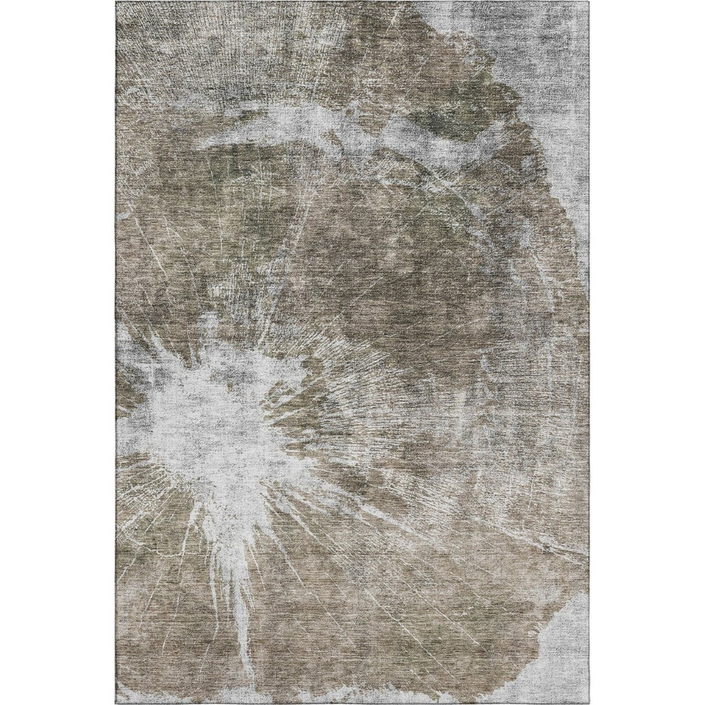 HomeRoots 8' X 10' Stylish Taupe and Ivory Abstract Area Rug - Washable, UV Protected, Perfect for High-Traffic Homes 657567
