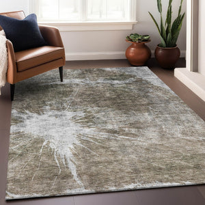 HomeRoots 8' X 10' Stylish Taupe and Ivory Abstract Area Rug - Washable, UV Protected, Perfect for High-Traffic Homes 657567