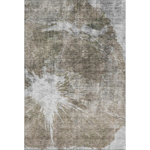 HomeRoots 9' X 12' Taupe & Ivory Abstract Washable Area Rug - Modern Design with UV Protection for Families 657568