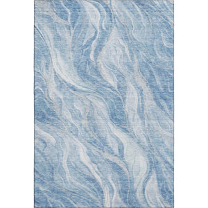 HomeRoots 8' X 10' Abstract Washable Area Rug in Blue & Ivory – Durable, UV-Protected, Easy-Clean Design! 657579