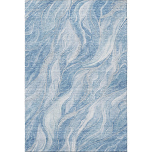 HomeRoots 8' X 10' Abstract Washable Area Rug in Blue & Ivory – Durable, UV-Protected, Easy-Clean Design! 657579