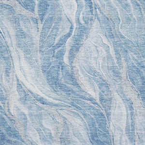 HomeRoots 9' X 12' Abstract Blue and Ivory Washable Area Rug with UV Protection for High-Traffic Spaces 657580