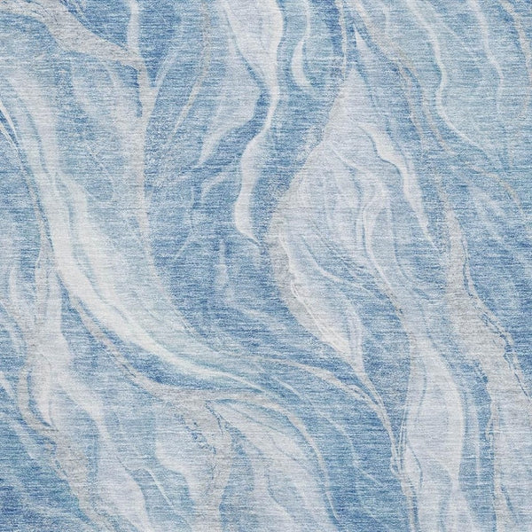 HomeRoots 9' X 12' Abstract Blue and Ivory Washable Area Rug with UV Protection for High-Traffic Spaces 657580