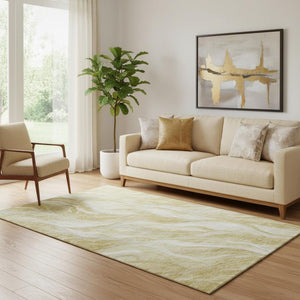 HomeRoots 5' X 8' Gold And Ivory Abstract Area Rug - Stylish, Washable, UV-Protected for Busy Homes & Pets 657583