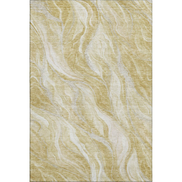 HomeRoots 5' X 8' Gold And Ivory Abstract Area Rug - Stylish, Washable, UV-Protected for Busy Homes & Pets 657583