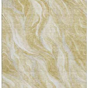 HomeRoots 5' X 8' Gold And Ivory Abstract Area Rug - Stylish, Washable, UV-Protected for Busy Homes & Pets 657583