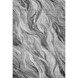 HomeRoots 5' X 8' Modern Gray and Ivory Abstract Area Rug - Washable, UV Protected, Stain Resistant, Durable Design 657589