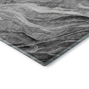 HomeRoots 8' Gray and Ivory Abstract Round Rug - Washable, UV Protected, Durable, and Stylish for Any Space 657590