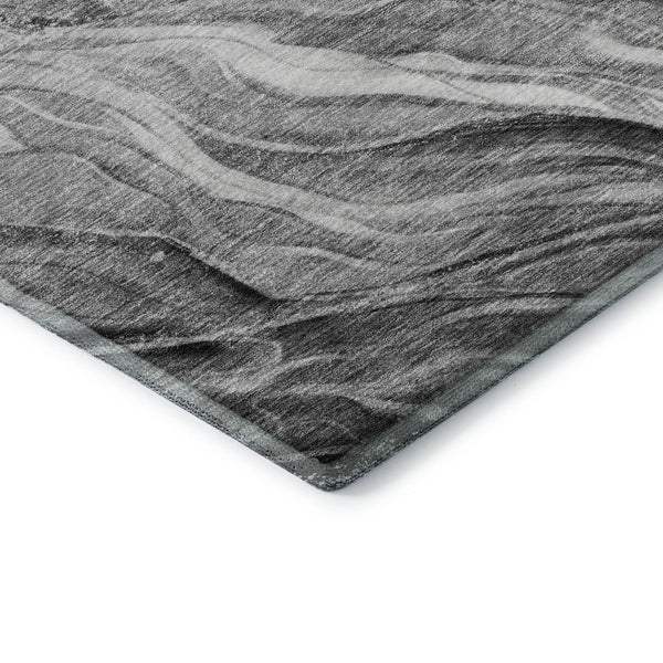 HomeRoots 8' Gray and Ivory Abstract Round Rug - Washable, UV Protected, Durable, and Stylish for Any Space 657590