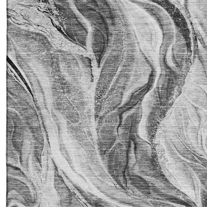 HomeRoots 10' Gray and Ivory Abstract Washable Area Rug - Durable, UV-Protected, Pet-Friendly Design for Homes 657593