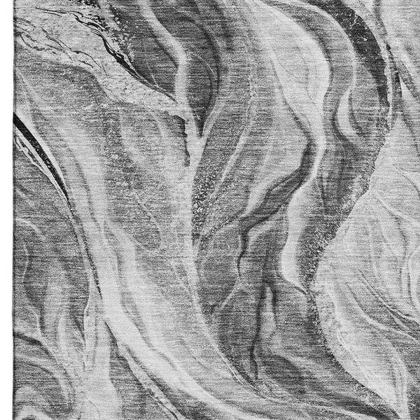 HomeRoots 10' Gray and Ivory Abstract Washable Area Rug - Durable, UV-Protected, Pet-Friendly Design for Homes 657593