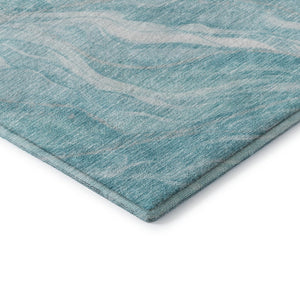 HomeRoots 5' X 8' Teal and Ivory Abstract Area Rug - Washable, UV-Protected, Durable Design for Modern Homes 657595